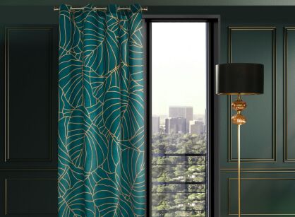Zasłona gotowa na przelotkach 140x250 LILI 2 turkusowa beżowa Limited Collection