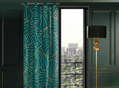 Zasłona gotowa na przelotkach 140x250 LILI 2 turkusowa beżowa Limited Collection