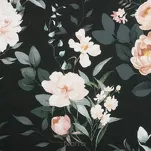 Pościel bawełniana 160x200 ROSITA 1 czarna szałwiowa z wzorem róż z kolekcji Classic - 5