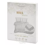 Pościel satynowa 160x200 RETRO 6 srebrna z delikatną koronką z kolekcji Premium - 6