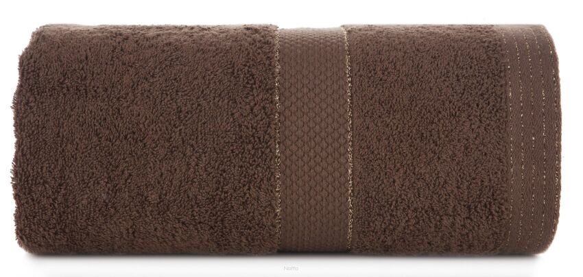 Ręcznik bawełniany 30x50 BARI ciemny brąz z bordiurą z metaliczną nicią