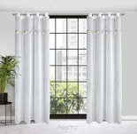 Firana na przelotkach 140x250 KIDS 1 biała z etaminy zdobiona taśmą dekoracyjną w wiszące słoniki - 9