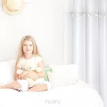 Firana na przelotkach 140x250 KIDS 1 biała z etaminy zdobiona taśmą dekoracyjną w wiszące słoniki - 10