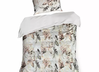 Pościel z mikrowłókna 140x200 ARINA biała z nadrukiem kwiatowym Design 91