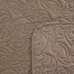 Narzuta jednokolorowa 220x240 LEN 4 brązowa pikowana w ornamentowy wzór imitująca len - 3