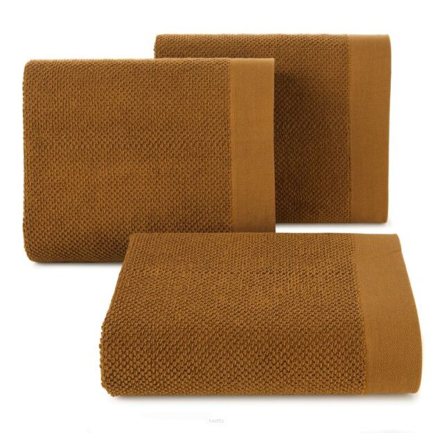Ręcznik bawełniany 30x50 RISO miodowy o ryżowej strukturze z gładką bordiurą