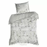 Pościel satynowa 140x200 SPRING 73 jasny szary beżowy z wzorem kwiatowym z kolekcji Classic - 5