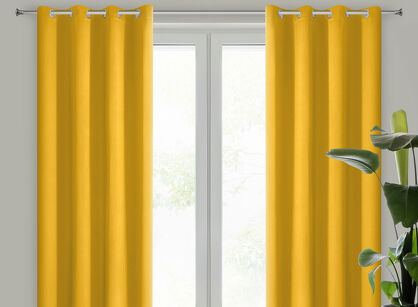 Zasłona na przelotkach 135x250 LOGAN zaciemniająca musztrdowa jednokolorowa z półmatowej tkaniny