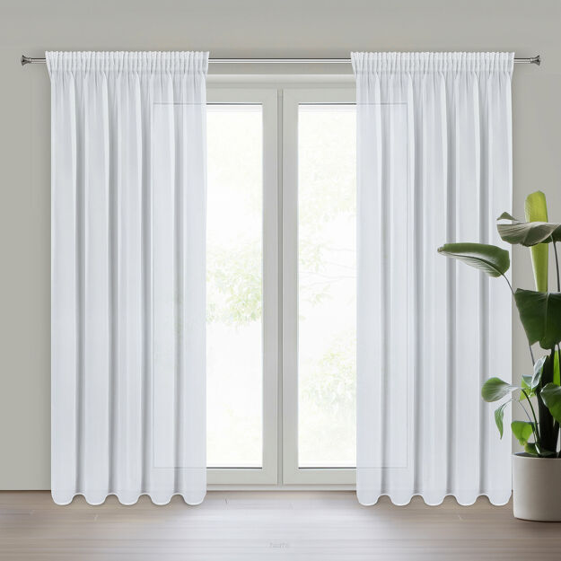 Firana na taśmie 135x270 ARLETA biała z szyfonu z delikatnym połyskiem