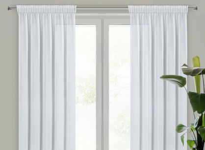 Firana na taśmie 135x270 ARLETA biała z szyfonu z delikatnym połyskiem