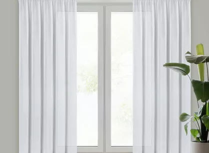 Firana na taśmie 135x270 ARLETA biała z szyfonu z delikatnym połyskiem