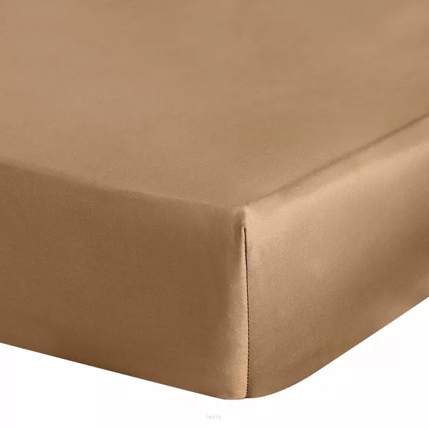 Prześcieradło z satyny bawełnianej z gumką NOVA 3 ceglane 160x200