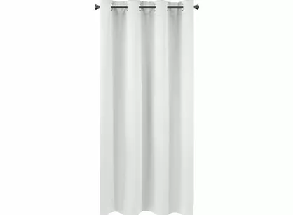 Zasłona na przelotkach 140x175 LOGAN zaciemniająca biała jednokolorowa z półmatowej tkaniny