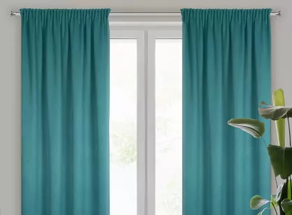 Zasłona na taśmie 130x300 CARLO zaciemniająca typu blackout ciemny turkus z tkaniny strukturalnej