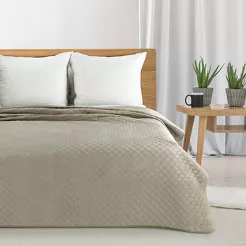 Narzuta welwetowa 170x210 ARIEL beżowa pikowana w motyw łuski