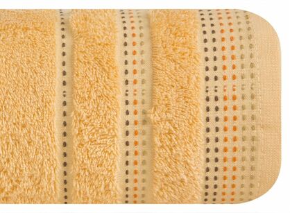 Ręcznik 50x90 POLA morelowy z kolorową bordiurą zakończoną stebnowaniem 500 g/m2