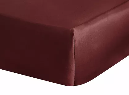 Prześcieradło z satyny bawełnianej z gumką NOVA 3 burgundowe 100x200