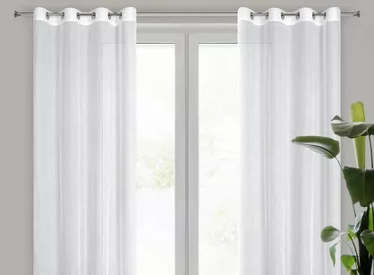 Firana na przelotkach 140x250 ANNA biała gładka o strukturze deszczyku