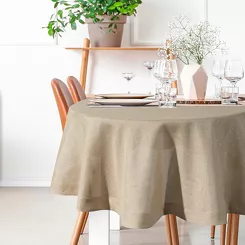 Obrus bawełniany fi 180 STELLA 1 złoty zdobiony kantą z wplecioną nicią złotą