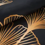 Pościel z makosatyny 160x200 VICTORI 10 czarna ze złotym nadrukiem liści miłorzębu Limited Collection - 6