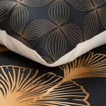 Pościel z makosatyny 160x200 VICTORI 10 czarna ze złotym nadrukiem liści miłorzębu Limited Collection - 7