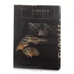 Pościel z makosatyny 160x200 VICTORI 10 czarna ze złotym nadrukiem liści miłorzębu Limited Collection - 2