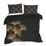 Pościel z makosatyny 160x200 VICTORI 10 czarna ze złotym nadrukiem liści miłorzębu Limited Collection - 3