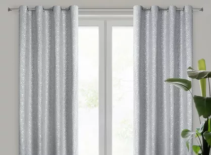 Zasłona na przelotkach 140x250 SEMI srebrna geometryczny srebrny wzór