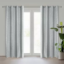 Zasłona gotowa na przelotkach 140x250 SEMI srebrna geometryczny srebrny wzór