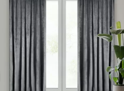Zasłona gotowa na taśmie 140x270 MELANIE welwetowa grafitowa o aksamitnej strukturze
