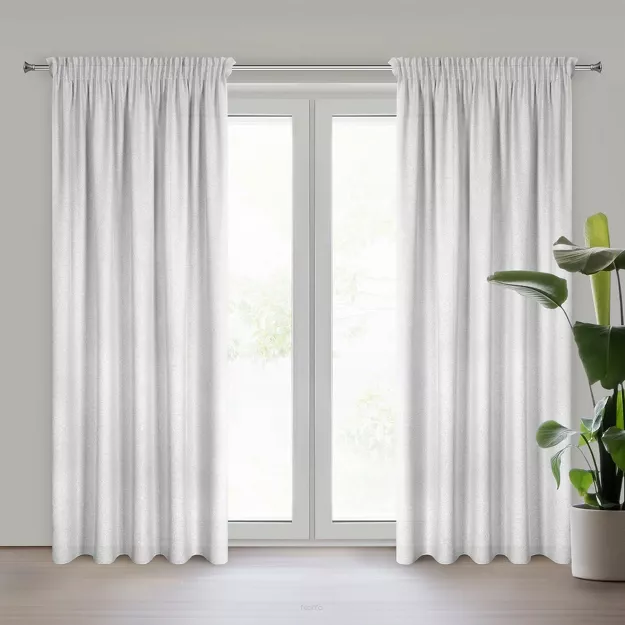 Zasłona na taśmie 140x270 ERIS jasny srebrny w stylu eko z efektem melanżu