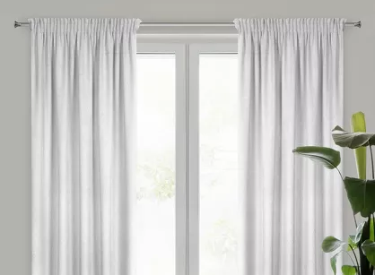 Zasłona na taśmie 140x270 ERIS jasny srebrny w stylu eko z efektem melanżu