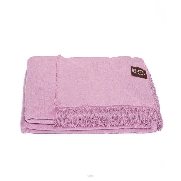 Koc bawełniany 150x200 0293-37 lawende lawendowy gładki z frędzlami