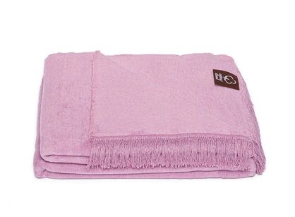 Koc bawełniany 150x200 0293-37 lawende lawendowy gładki z frędzlami