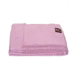 Koc bawełniany 150x200 0293-37 lawende lawendowy gładki z frędzlami