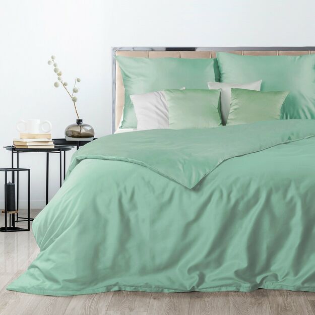 Pościel satynowa 220x200 NOVA 3 jednokolorowa gładka miętowa
