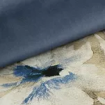 Pościel satynowa 220x200 SPRING 66 jasny beż ciemny niebieski z wzorem kwiatów z kolekcji Classic - 3