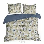 Pościel satynowa 220x200 SPRING 66 jasny beż ciemny niebieski z wzorem kwiatów z kolekcji Classic - 6