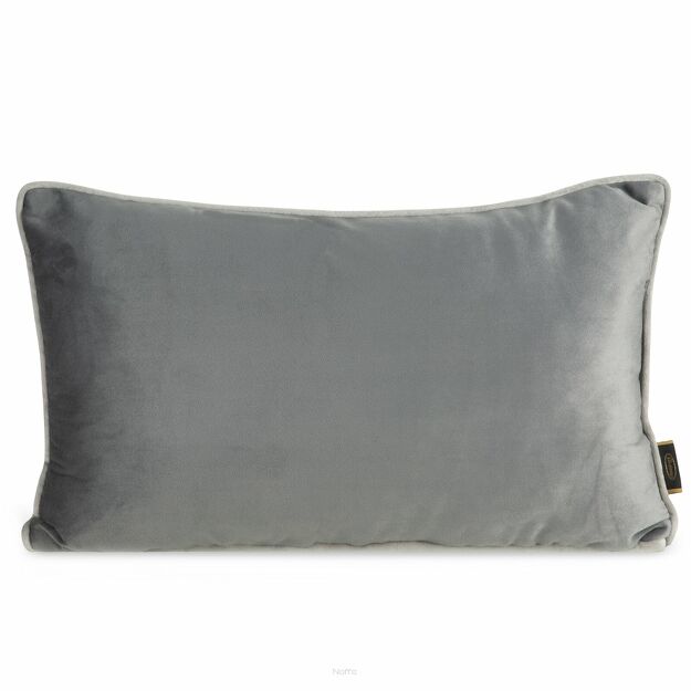 Poszewka welwetowa z wypełnieniem 30x50 MELIA 2 jednokolorowa stalowa obszyta kontrastową lamówką