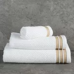 Ręcznik bawełniany 70x140 MADLEN biały zdobiony kontrastową elegancką bordiurą - 4