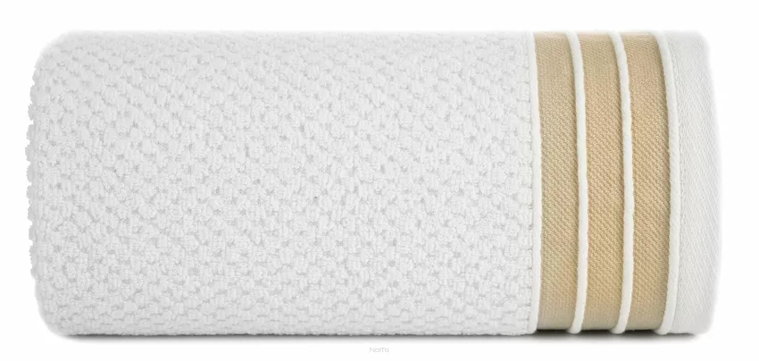 Ręcznik bawełniany 70x140 MADLEN biały zdobiony kontrastową elegancką bordiurą
