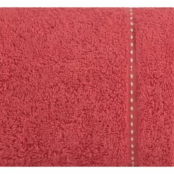 Ręcznik bawełniany 50x90 POLA czerwony z kolorową bordiurą zakończoną stebnowaniem