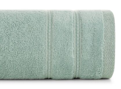 Ręcznik bawełniany 30x50 GLORY 4 miętowy z minimalistyczną bordiurą przeszywaną srebrną nicią