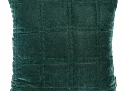 Poszewka welwetowa 45x45 KRISTIN 2 ciemna mięta przeszywana pikowana w geometryczny wzór