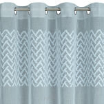 Zasłona na przelotkach ESTERI niebieska z matowej tkaniny zdobiona puszystą geometryczną aplikacją - 4