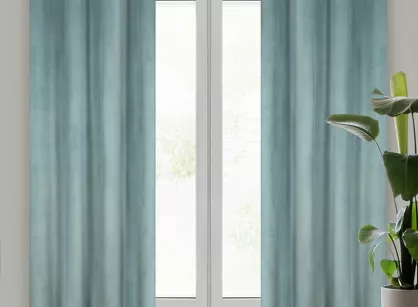 Zasłona gotowa na przelotkach 140x250 MELANIE welwetowa szałwiowa o aksamitnej strukturze