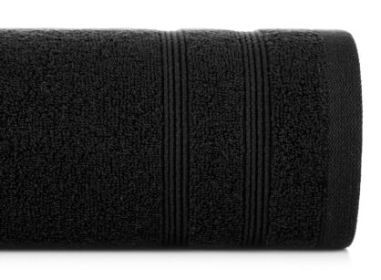 Ręcznik bawełniany 70x140 ALINE czarny z wypukłą tkaną bordiurą
