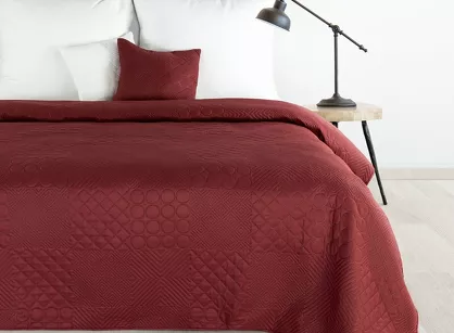 Narzuta jednokolorowa 220x240 BONI 5 ceglana pikowana w geometryczny wzór Design 91