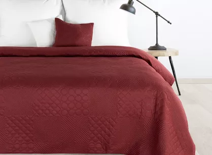 Narzuta jednokolorowa 220x240 BONI 5 ceglana pikowana w geometryczny wzór Design 91