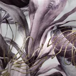 Zasłona na taśmie 140x270 DAVOS 2 welwetowa złoty nadruk egzotycznych liści - 3